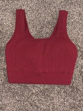 Maurices Ribbed Scoop Neck Sports Bra in Burgundy